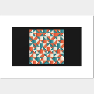 Blue and Orange Geometric Pattern Posters and Art